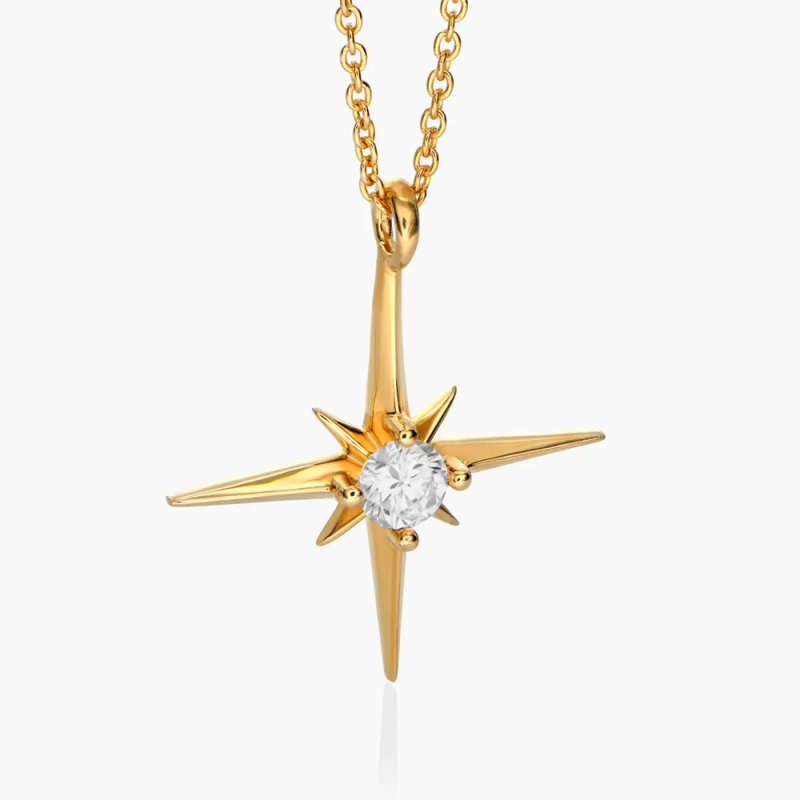 18K Gold Personalized Birthstone Star Necklace for Women Men-4
