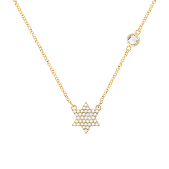 Goud Vermeil Gepersonaliseerde Geboortesteen Tetragrammaton Pentagram Ketting voor Vrouwen