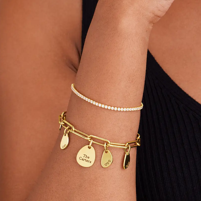 Gold Vermeil Personalized Classic Name Bracelet for Women-2