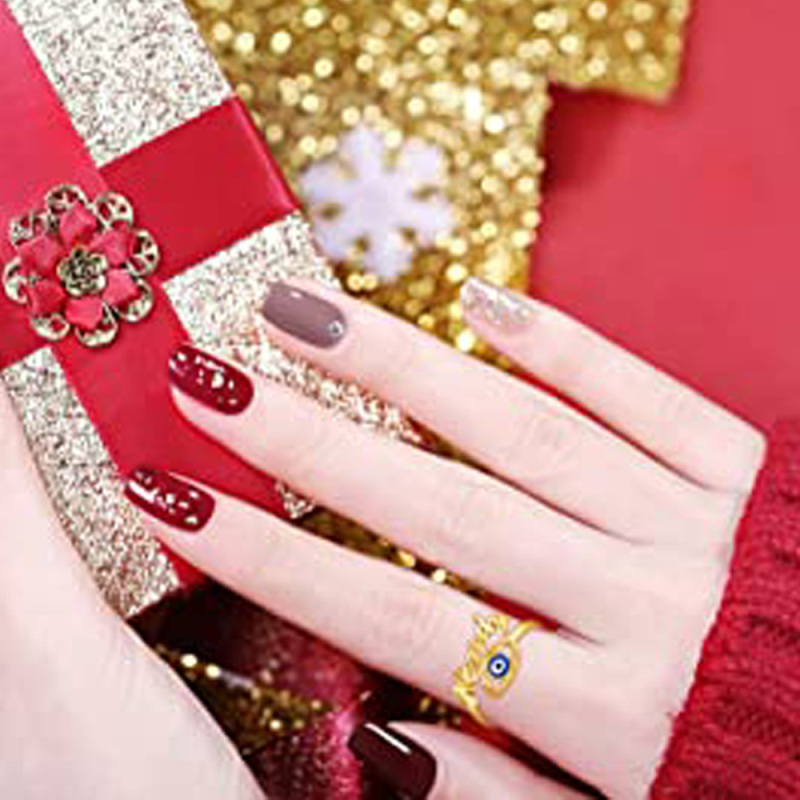 Personalisierter klassischer Namens- und Nazar-Ring aus 10-karätigem Gold-3