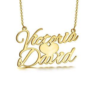 10K Gold Personalized Classic Name & Heart Pendant Necklace-29