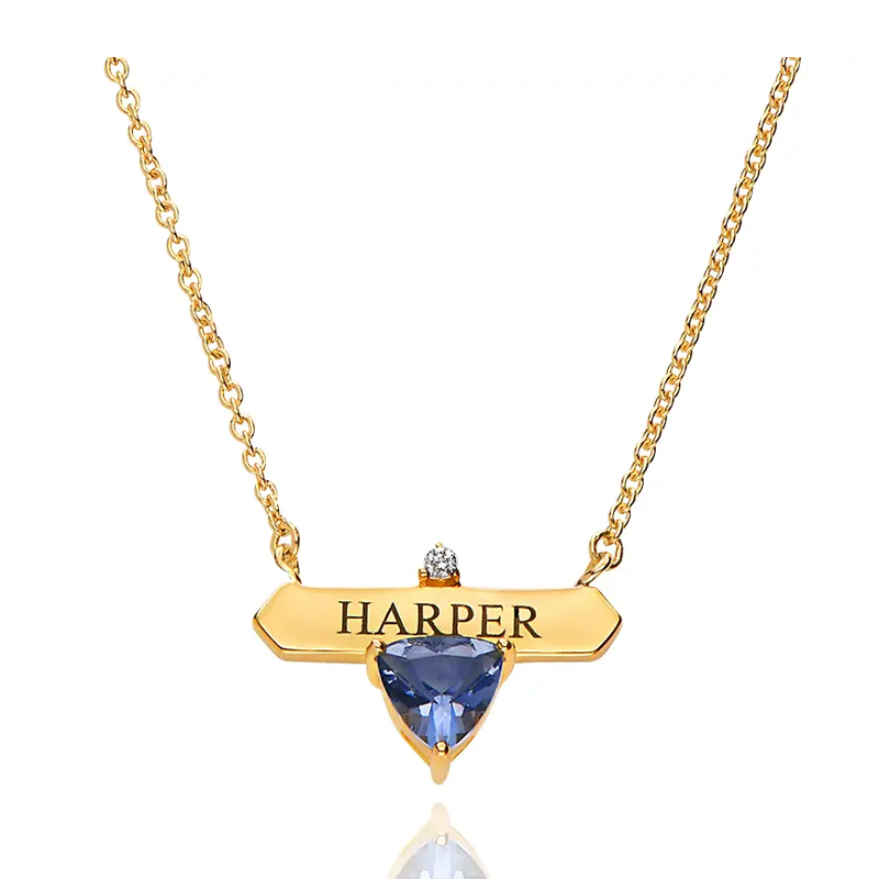 Gold Vermeil Personalized Classic Name Necklace With Birthstone for Women-1