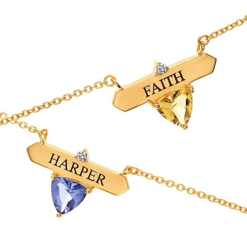 Gold Vermeil Personalized Classic Name Necklace With Birthstone for Women-2