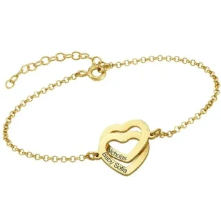 Gold Vermeil Personalized Name charm Bracelet for Women-5