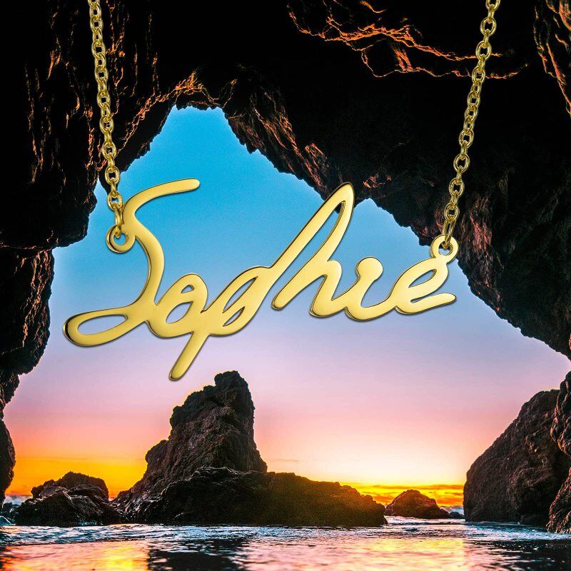 10K White Gold Personalized Classic Name Pendant Necklace-6