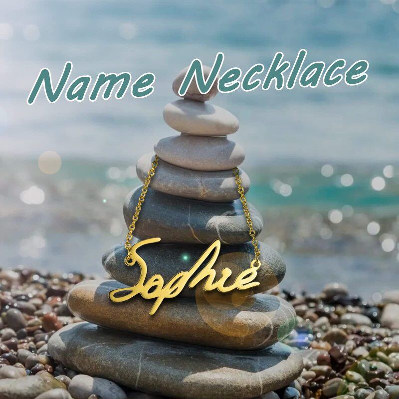 10K White Gold Personalized Classic Name Pendant Necklace-7