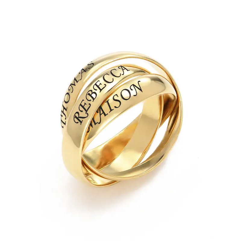 Bague de fiançailles en vermeil or avec gravure personnalisée pour femme-1