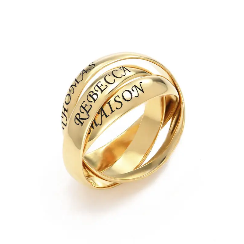 Gold Vermeil Personalized Engraving Engagement Ring for Women-1