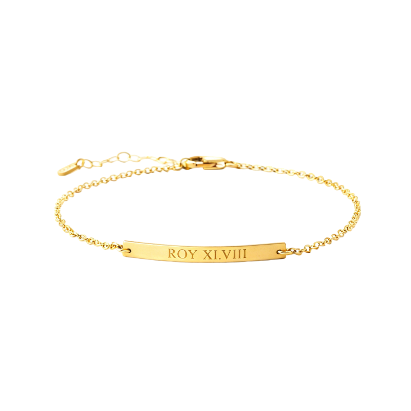 Pulsera de identificación personalizada grabada en oro de 10 quilates-1