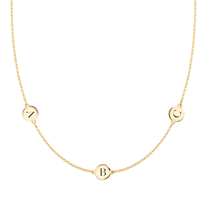 Gold Vermeil Personalized Initial Cable Chain Necklace for Women-1