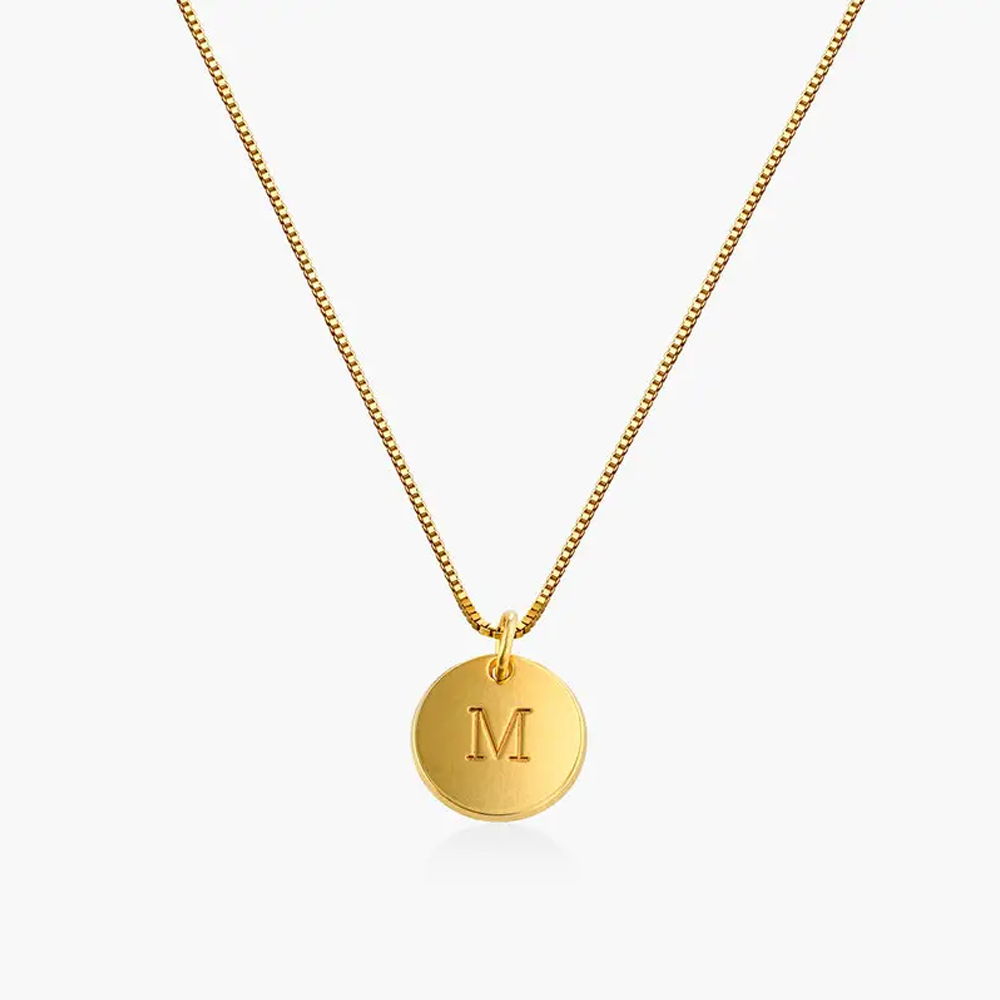 Gold Vermeil Personalized Initial Coin Necklace for Women Men-1