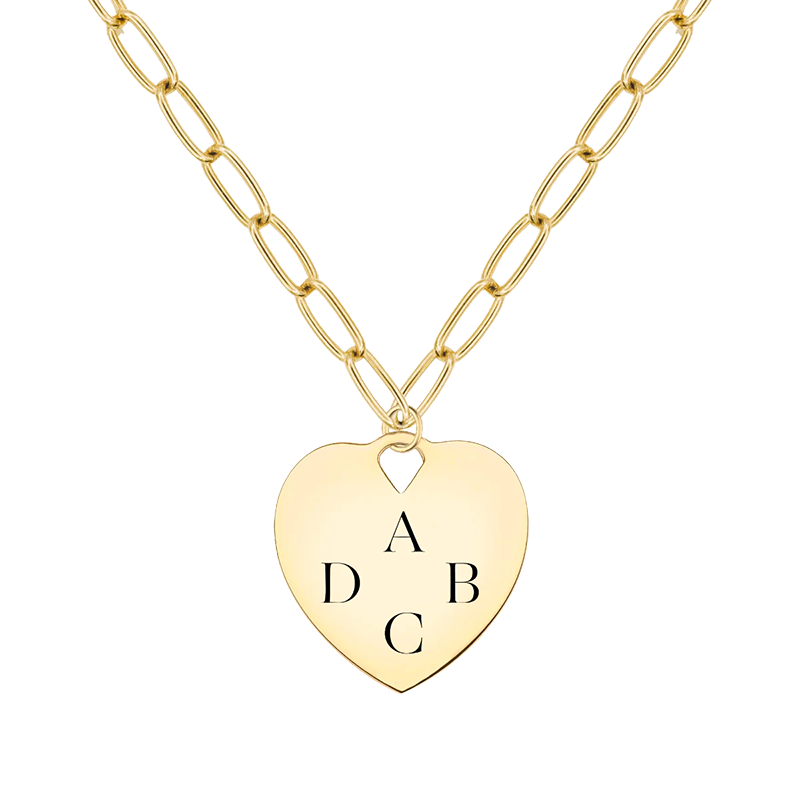 Colar de coração inicial personalizado em ouro vermeil para mulheres-1