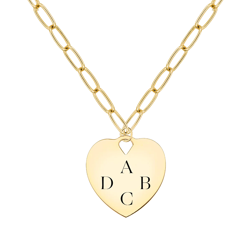 Collana con cuore iniziale personalizzata in vermeil oro per donna-1