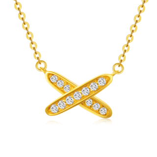 10K Gold Cubic Zirconia Personalized Initial Letter Pendant Necklace-58