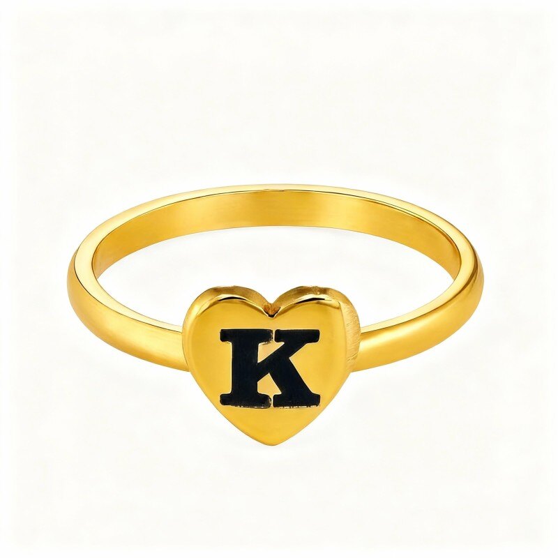 Anillo personalizado con inicial en oro de 14 quilates-1