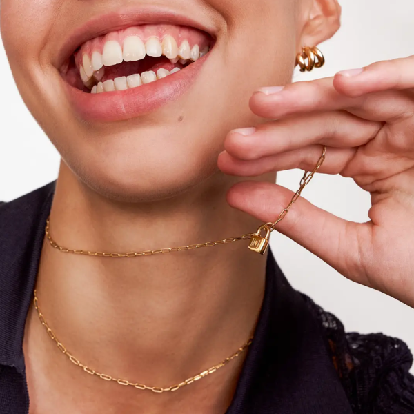 Pendentif Cadenas Avec Diamant En Or 14 Carats - Fait Main En Inde - Cadeau De Noël Pour Elle - Neuf