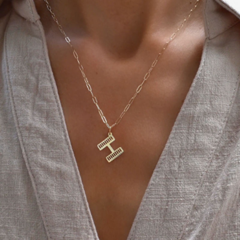 Gold Vermeil Personalized Initial Paper Clip Chain Necklace for Women-2