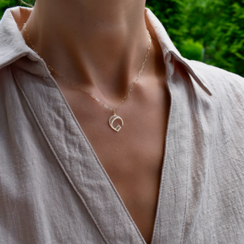 Gouden Vermeil Gepersonaliseerde Initial Paperclip Ketting voor Vrouwen-3