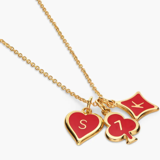 Gold Vermeil Personalized initial Red Heart Necklace for Women-23