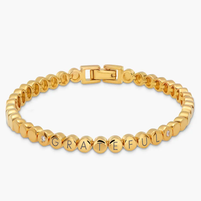 Bracelet personnalisé en vermeil doré avec perles et zircones cubiques pour femmes et hommes-1