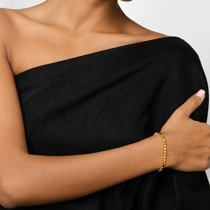 Bracelet personnalisé en vermeil doré avec perles et zircones cubiques pour femmes et hommes-3