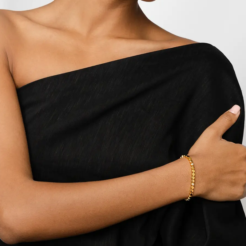 Gold Vermeil Personalisierte Buchstabenperlen Zirkonia Armband für Frauen Männer-3