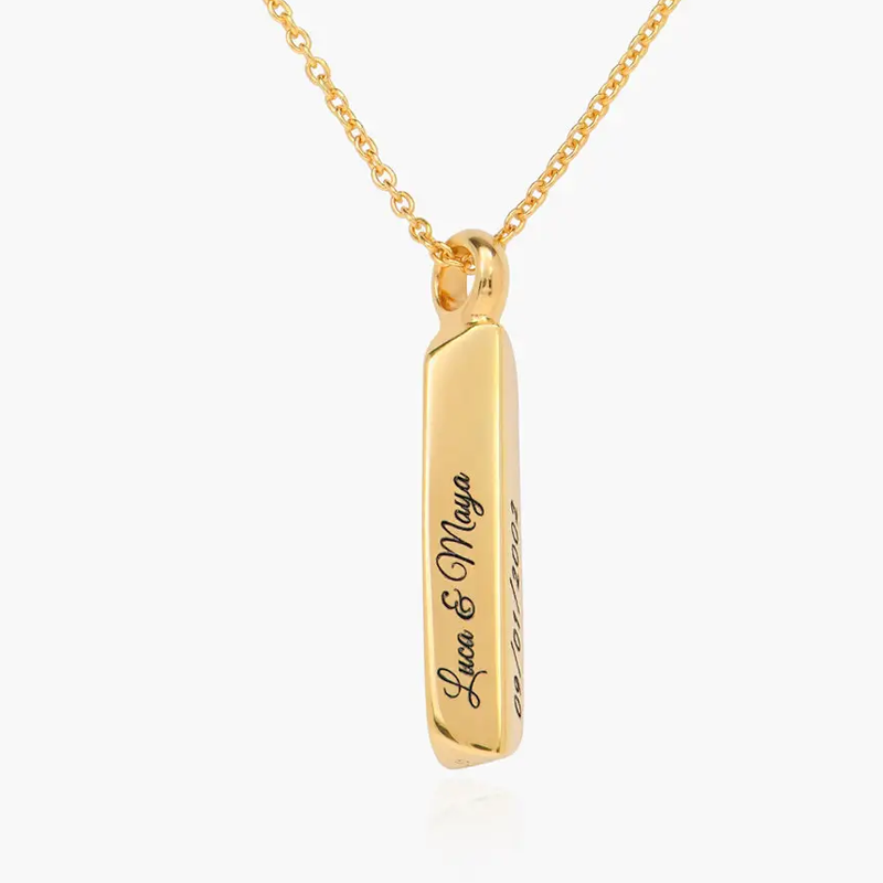 Gold Vermeil Personalized Name Bar Necklace for Women Men-1