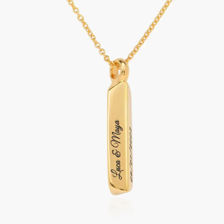 Gold Vermeil Personalized Name Bar Necklace for Women Men-8