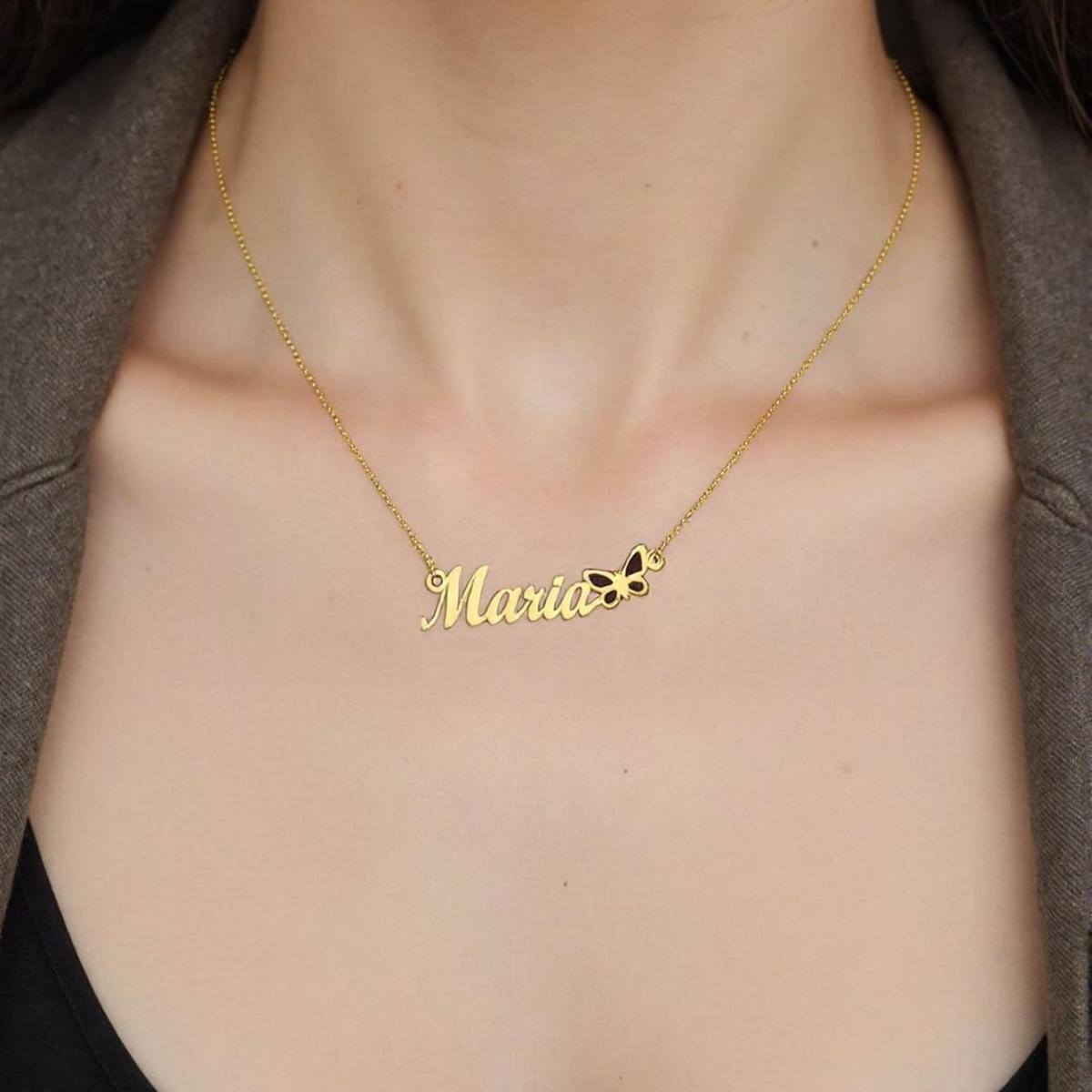 Collier papillon personnalisé en or 18 carats pour femme-2
