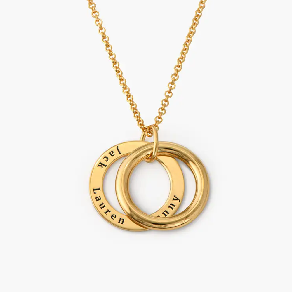 Collar circular con nombre personalizado en vermeil dorado para mujer hombre-1