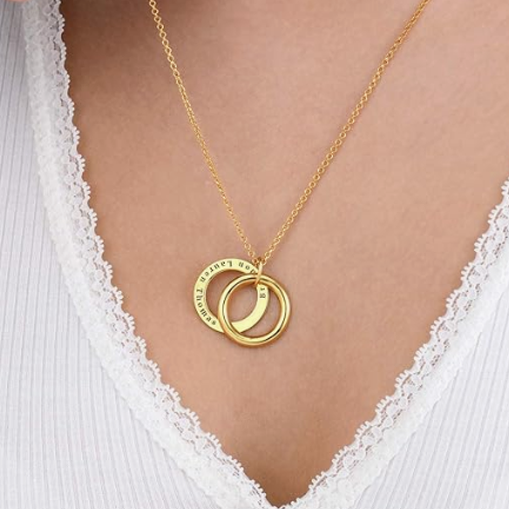 Collar circular con nombre personalizado en vermeil dorado para mujer hombre-2