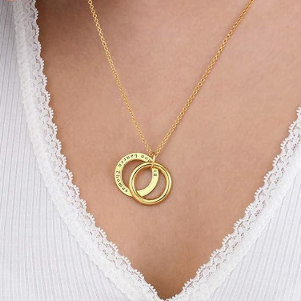 Gold Vermeil Personalized Name Circle Necklace for Women Men-2