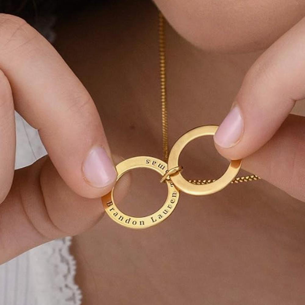 Collar circular con nombre personalizado en vermeil dorado para mujer hombre-3