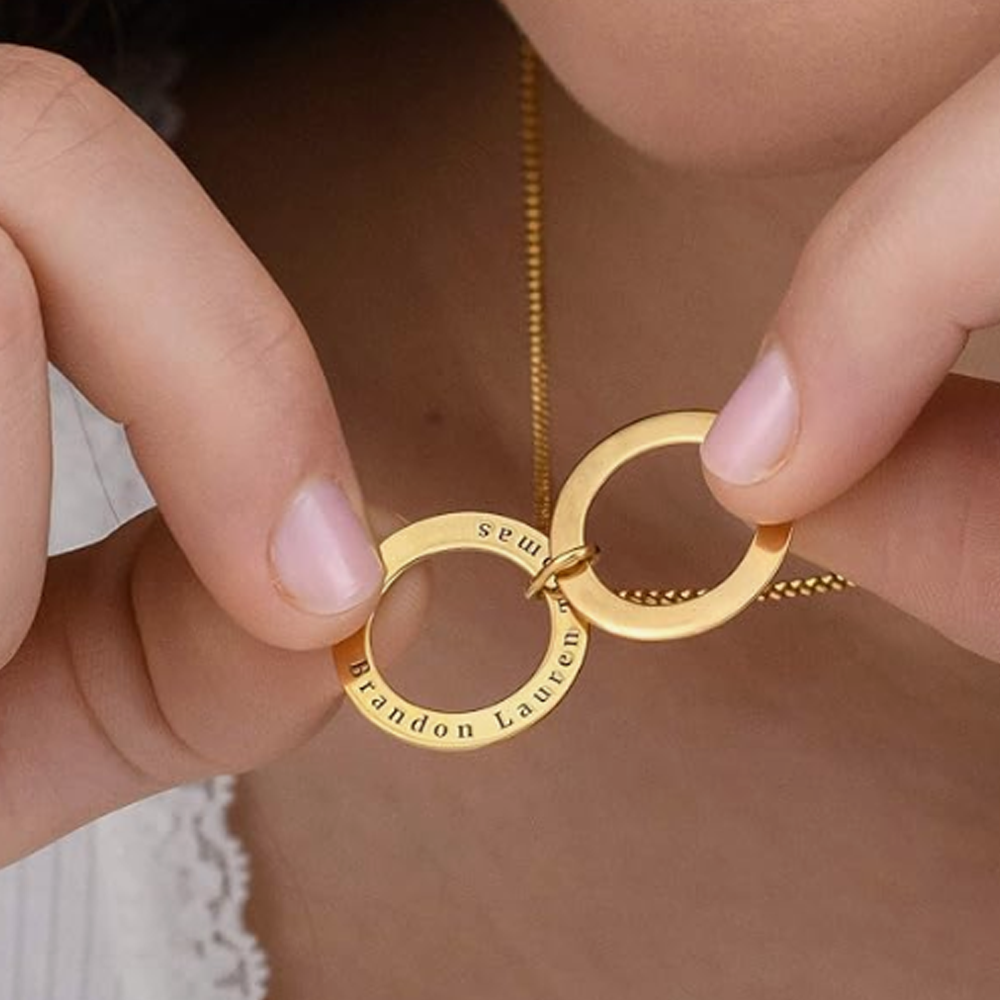 Gold Vermeil Personalized Name Circle Necklace for Women Men-3