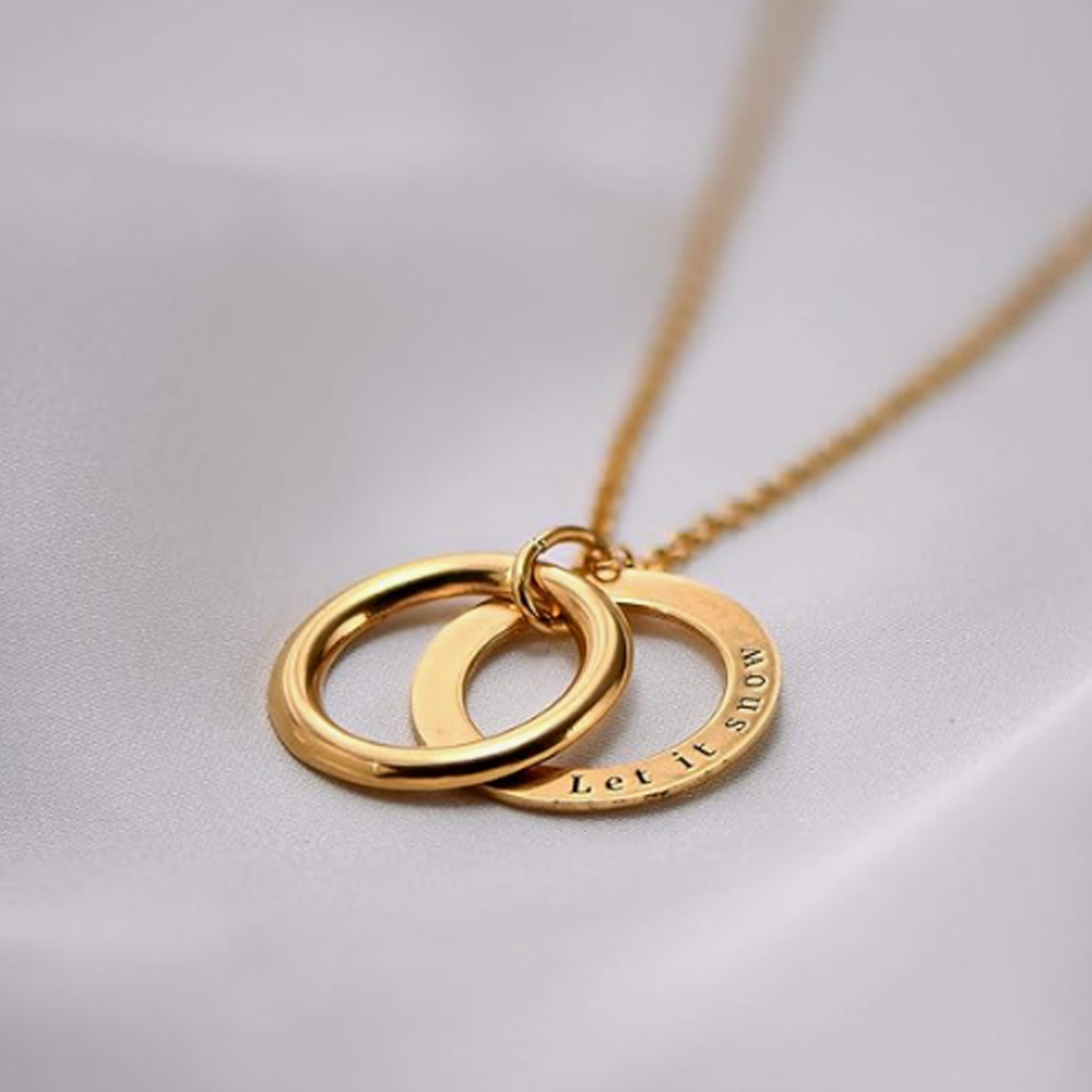 Collar circular con nombre personalizado en vermeil dorado para mujer hombre-4