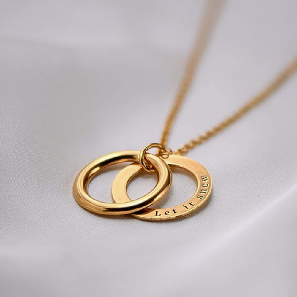 Gold Vermeil Personalized Name Circle Necklace for Women Men-4