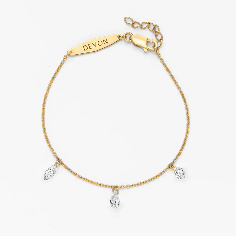 Gold Vermeil Personalized Name Drop Charm Bracelet for Women-1