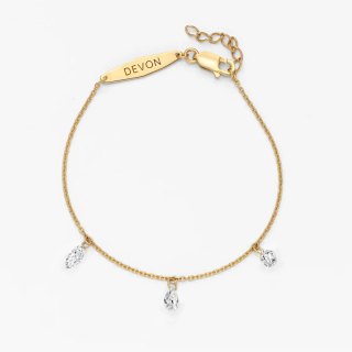 Gold Vermeil Personalized Name Drop Charm Bracelet for Women-6