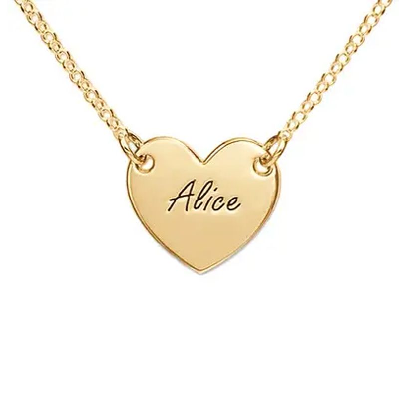 Gold Vermeil Personalized Name Heart Necklace for Women Kids-1