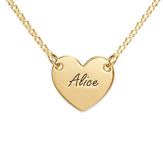 Gold Vermeil Personalized Name Heart Necklace for Women Kids