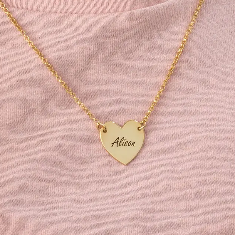 Gold Vermeil Personalized Name Heart Necklace for Women Kids-2