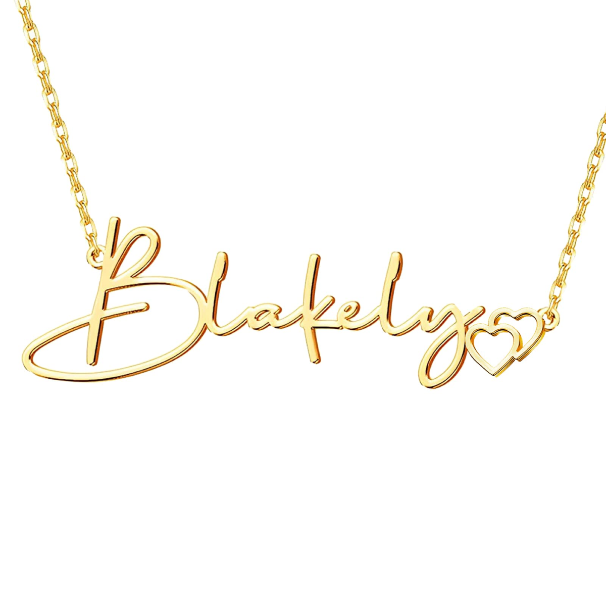 Gold Vermeil Personalized Name & Heart Necklace for Women-1