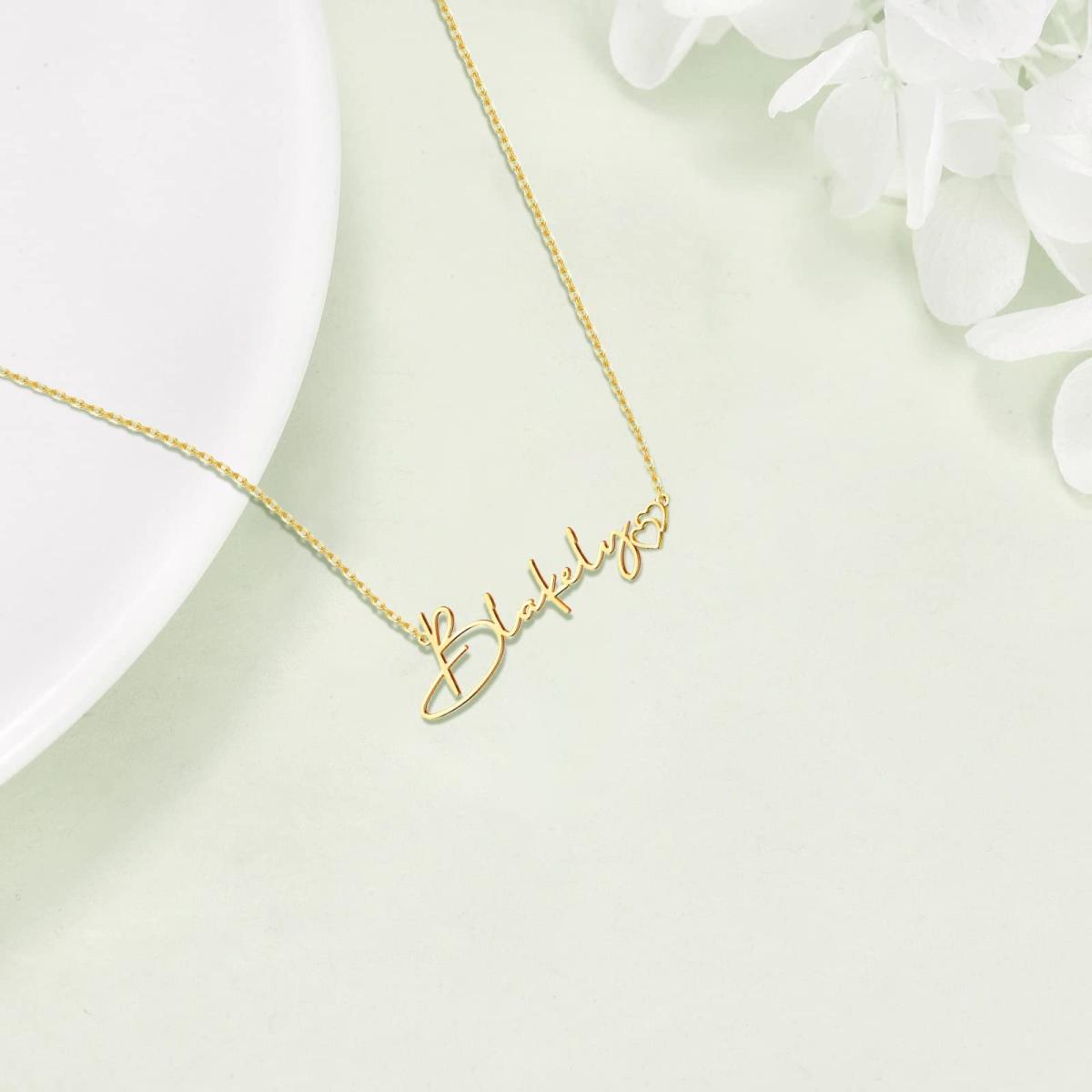 Gold Vermeil Personalized Name & Heart Necklace for Women-3