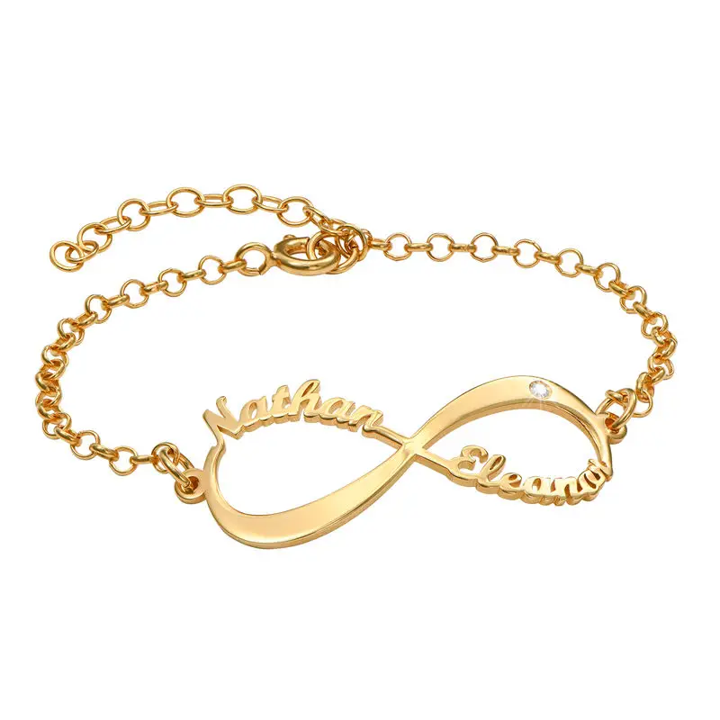 Gold Vermeil Personalized Name & Infinity Symbol Bracelet for Women-1