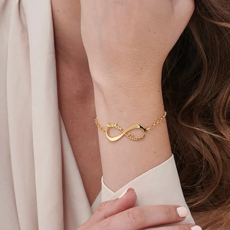 Gold Vermeil Personalized Name & Infinity Symbol Bracelet for Women-2