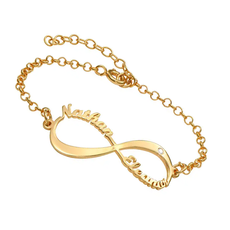 Gold Vermeil Personalized Name & Infinity Symbol Bracelet for Women-3