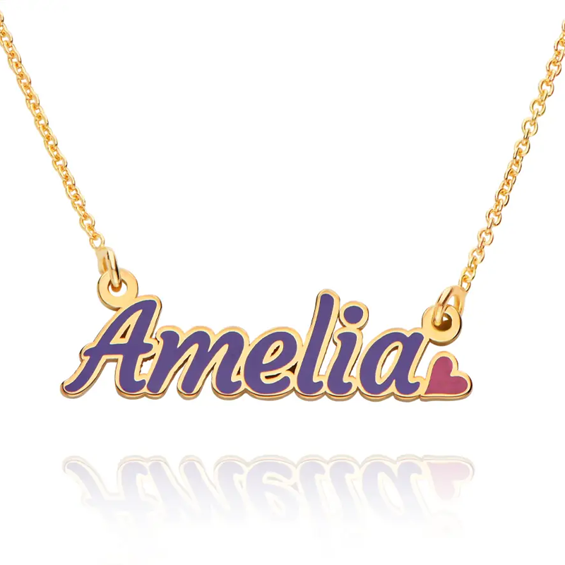 Collana con nome personalizzato in vermeil oro per bambini-1