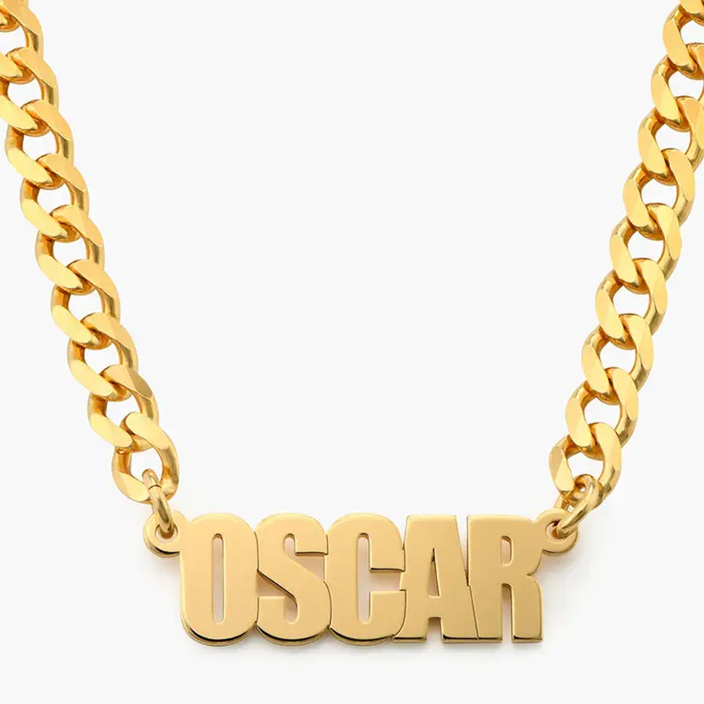 Colar com pingente de nome personalizado em vermeil dourado para mulheres e homens-1
