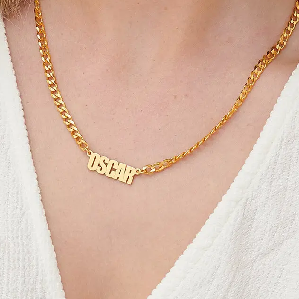 Gold Vermeil Personalized Name Pendant Necklace for Women Men-2