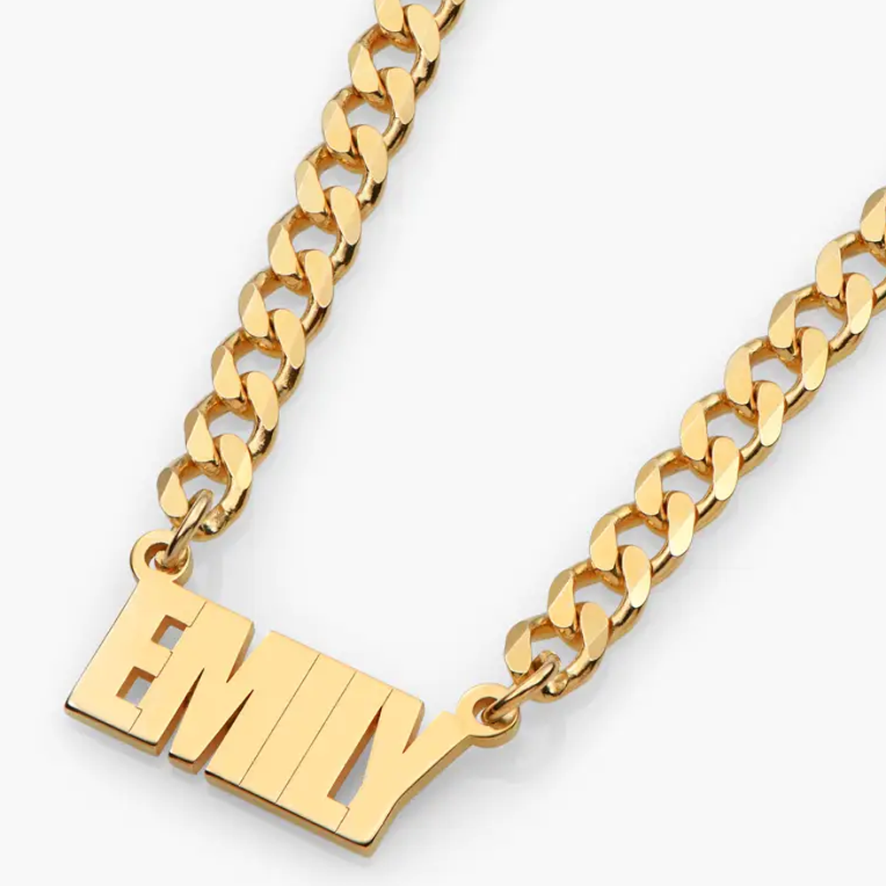 Gold Vermeil Personalized Name Pendant Necklace for Women Men-4